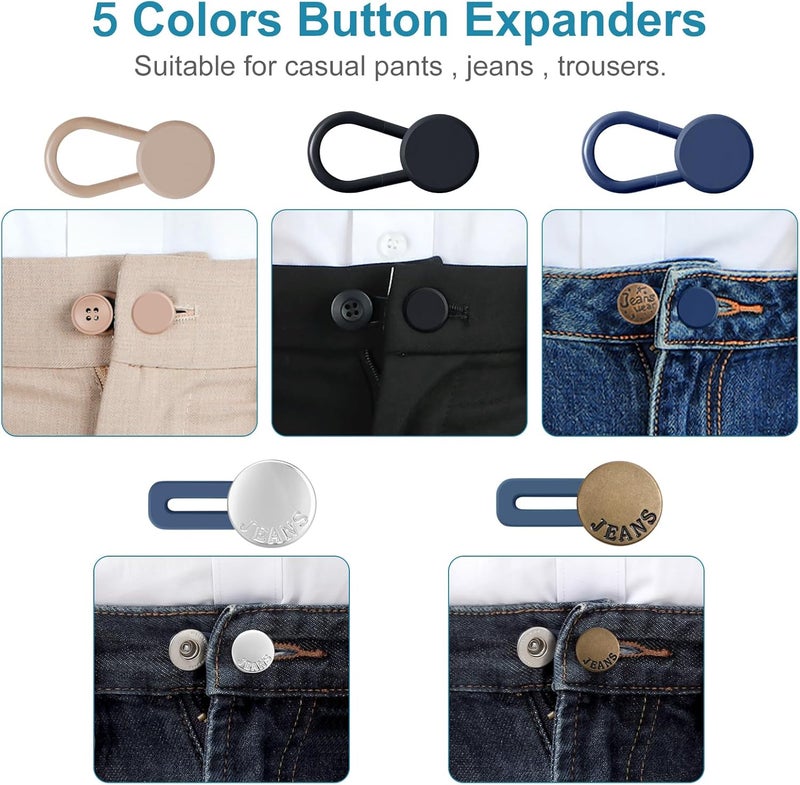 KUNTAERY 12 Pcs Pant Waist Extenders for Jeans, Trousers & Skirts, No Sew Adjustable Button Extenders, 1-1.8 Inches - Image 3